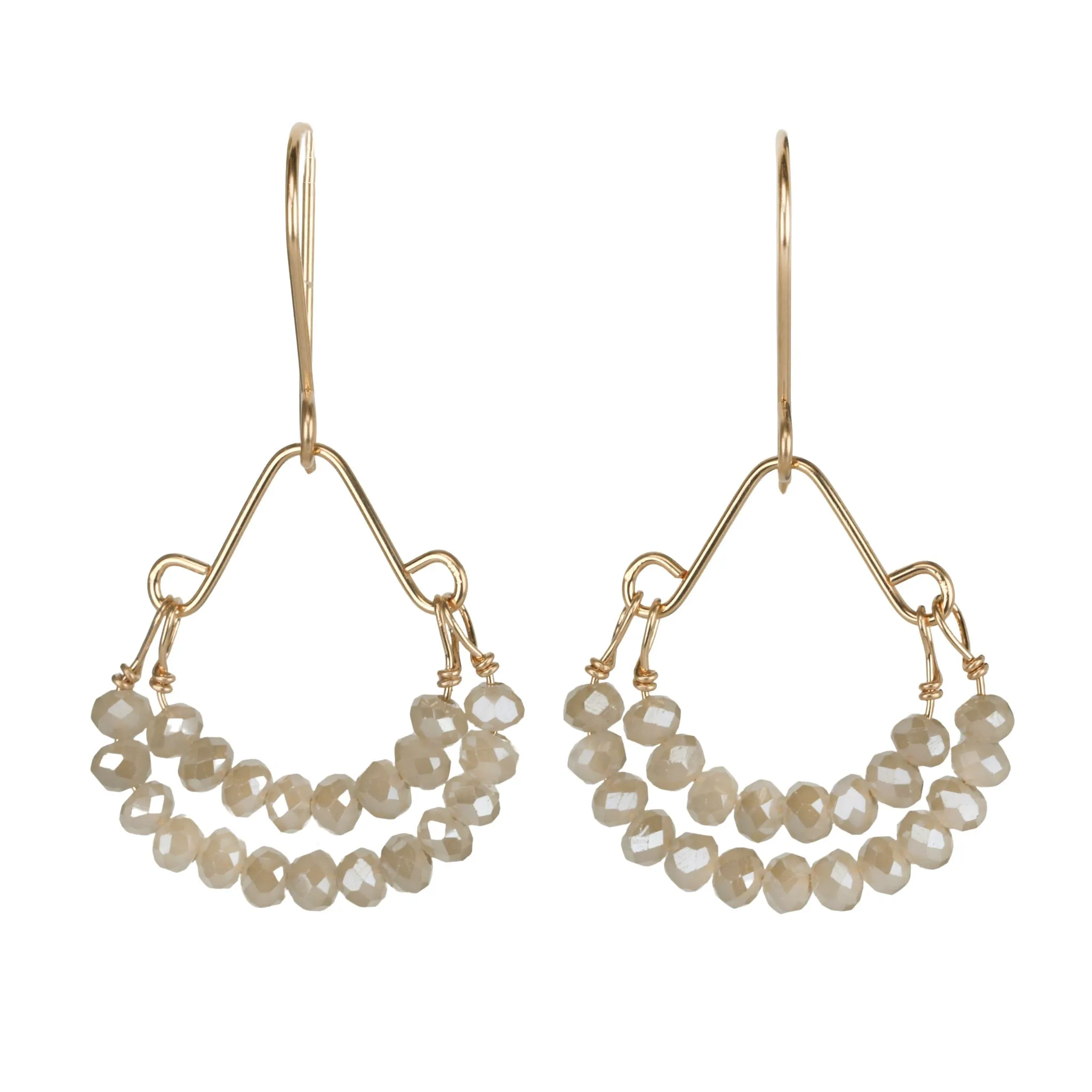 Sandy Quartz Beaded "Double Hoop" Earrings