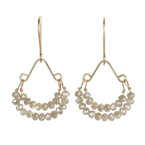Sandy Quartz Beaded "Double Hoop" Earrings