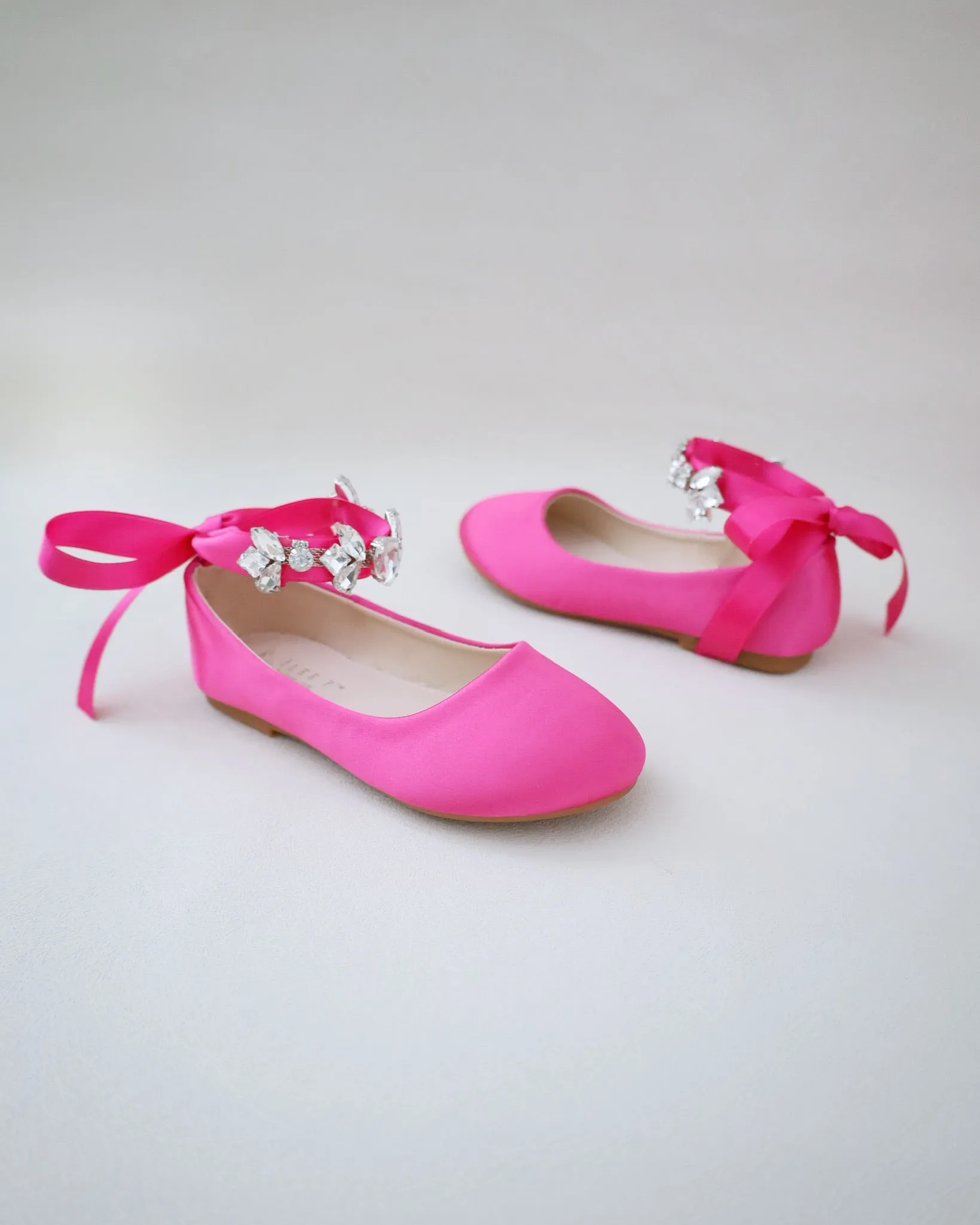 Satin Ballet Flats with Navette Cluster Rhinestones
