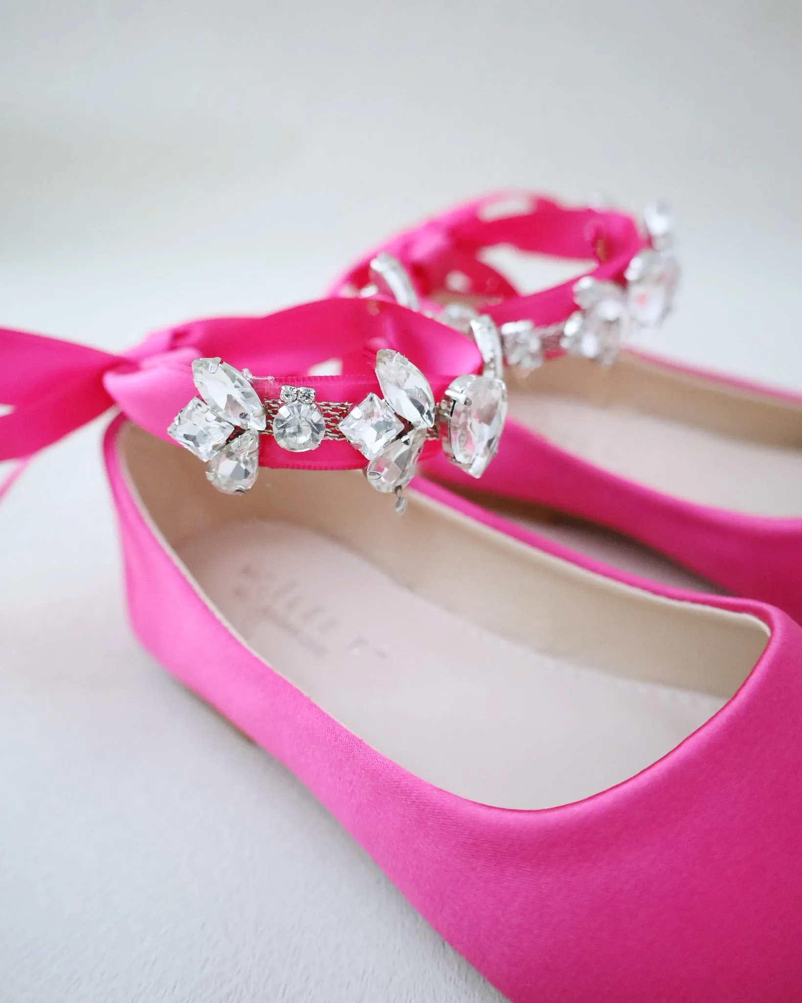 Satin Ballet Flats with Navette Cluster Rhinestones