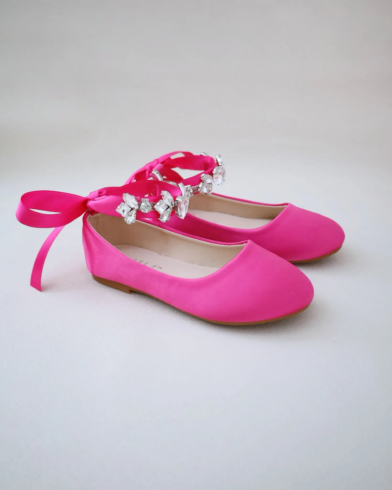 Satin Ballet Flats with Navette Cluster Rhinestones