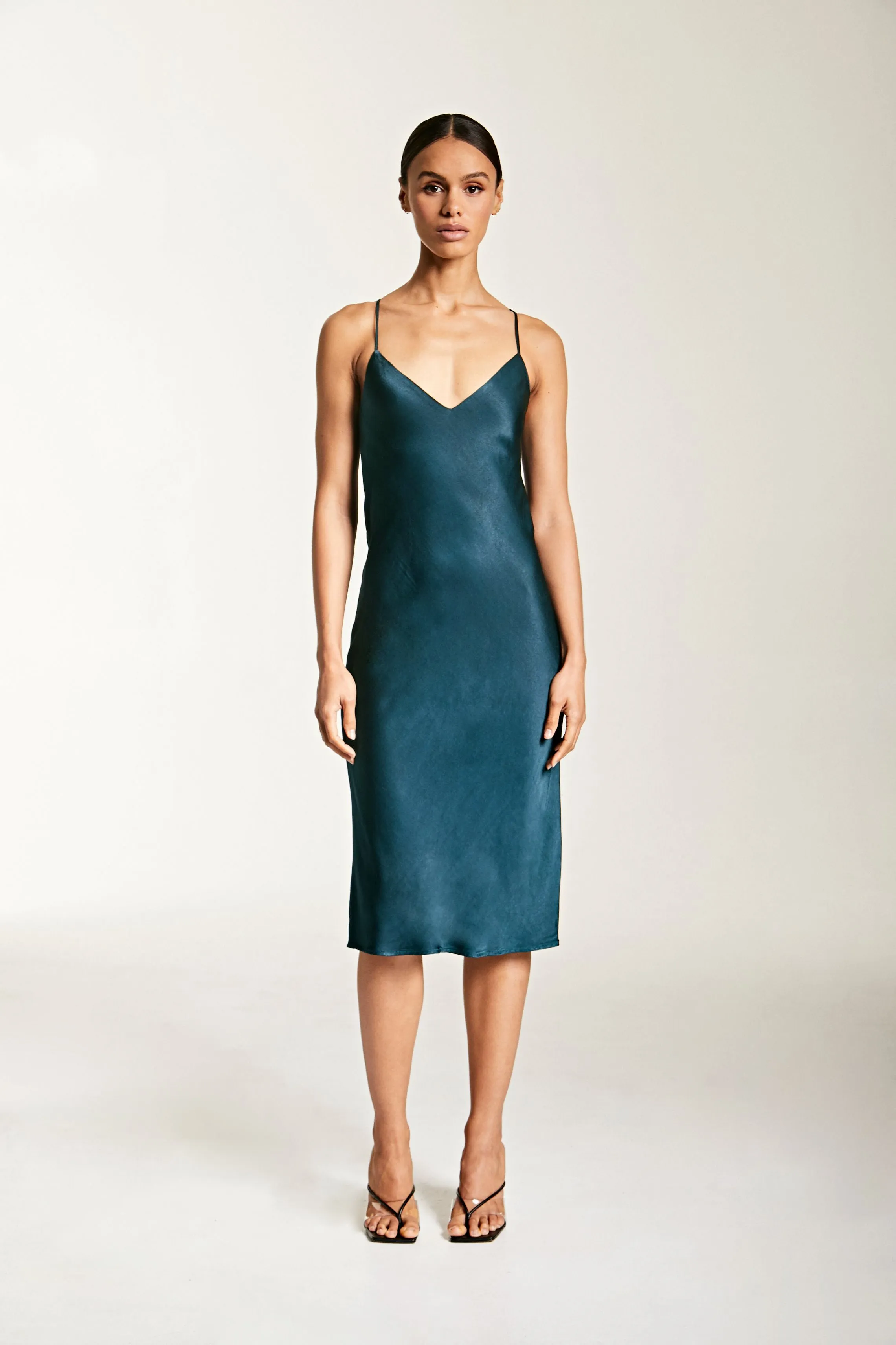 SATIN LOW BACK MIDI