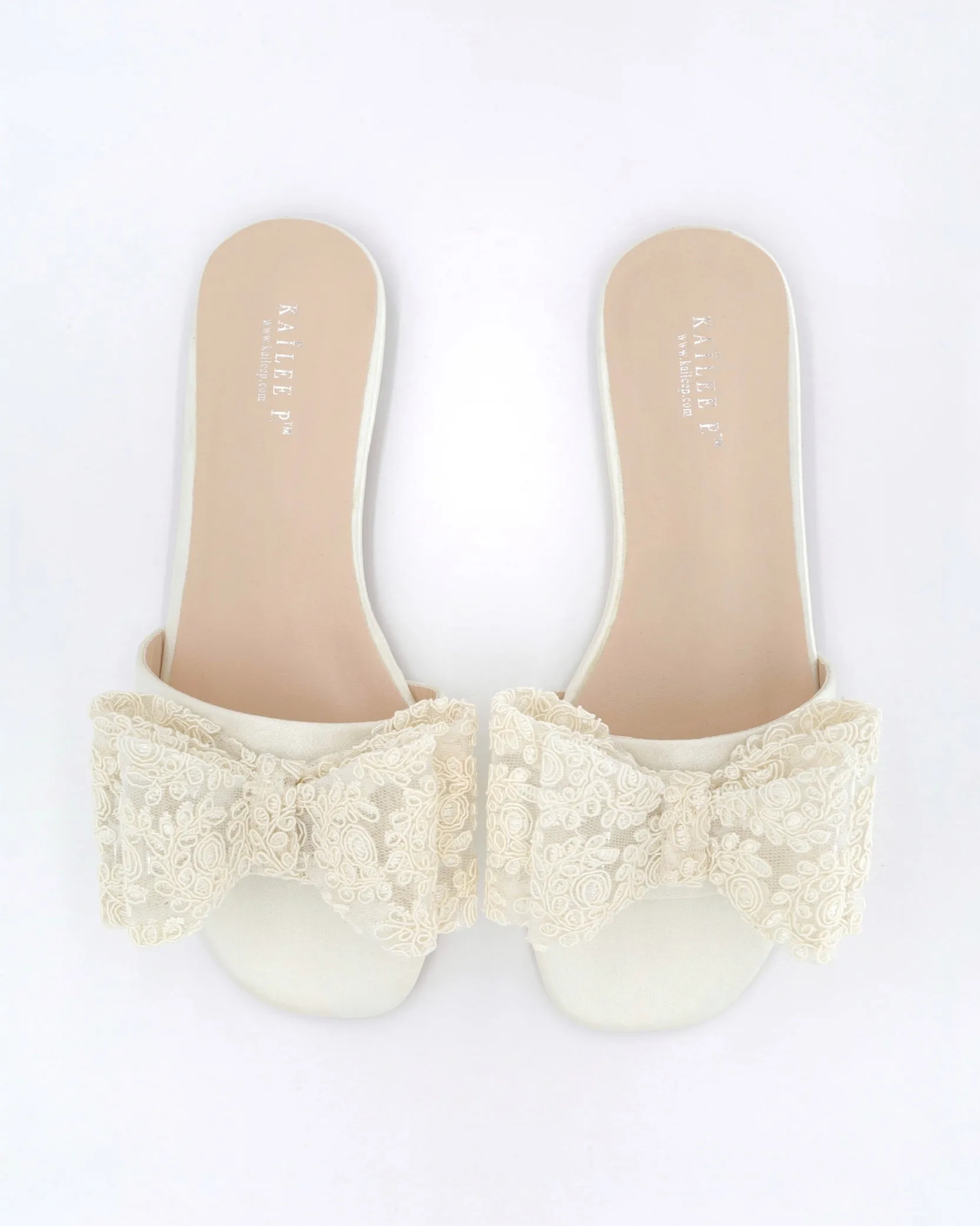 Satin Slip on Sandals with with Oversized Crochet Bow