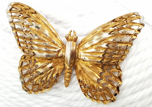Schrager Vintage Butterfly Brooch with Amazing Details Circa 1960's