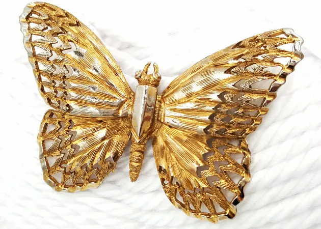 Schrager Vintage Butterfly Brooch with Amazing Details Circa 1960's