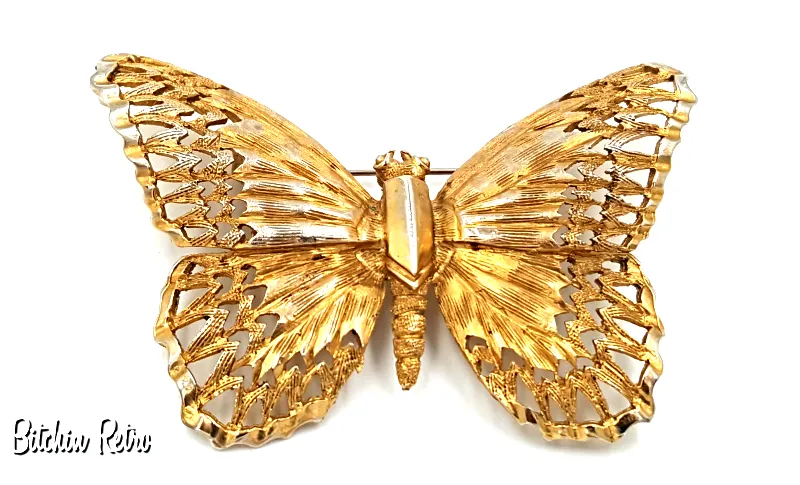 Schrager Vintage Butterfly Brooch with Amazing Details Circa 1960's