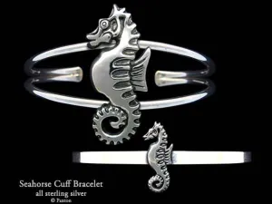Seahorse Cuff Bracelet Sterling Silver