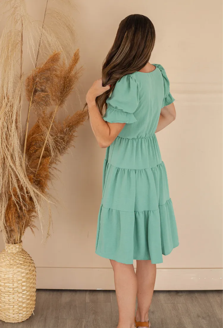 Selina 3 Tier Dress in Sage