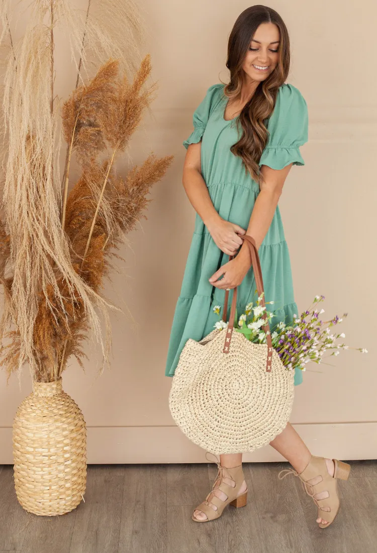 Selina 3 Tier Dress in Sage