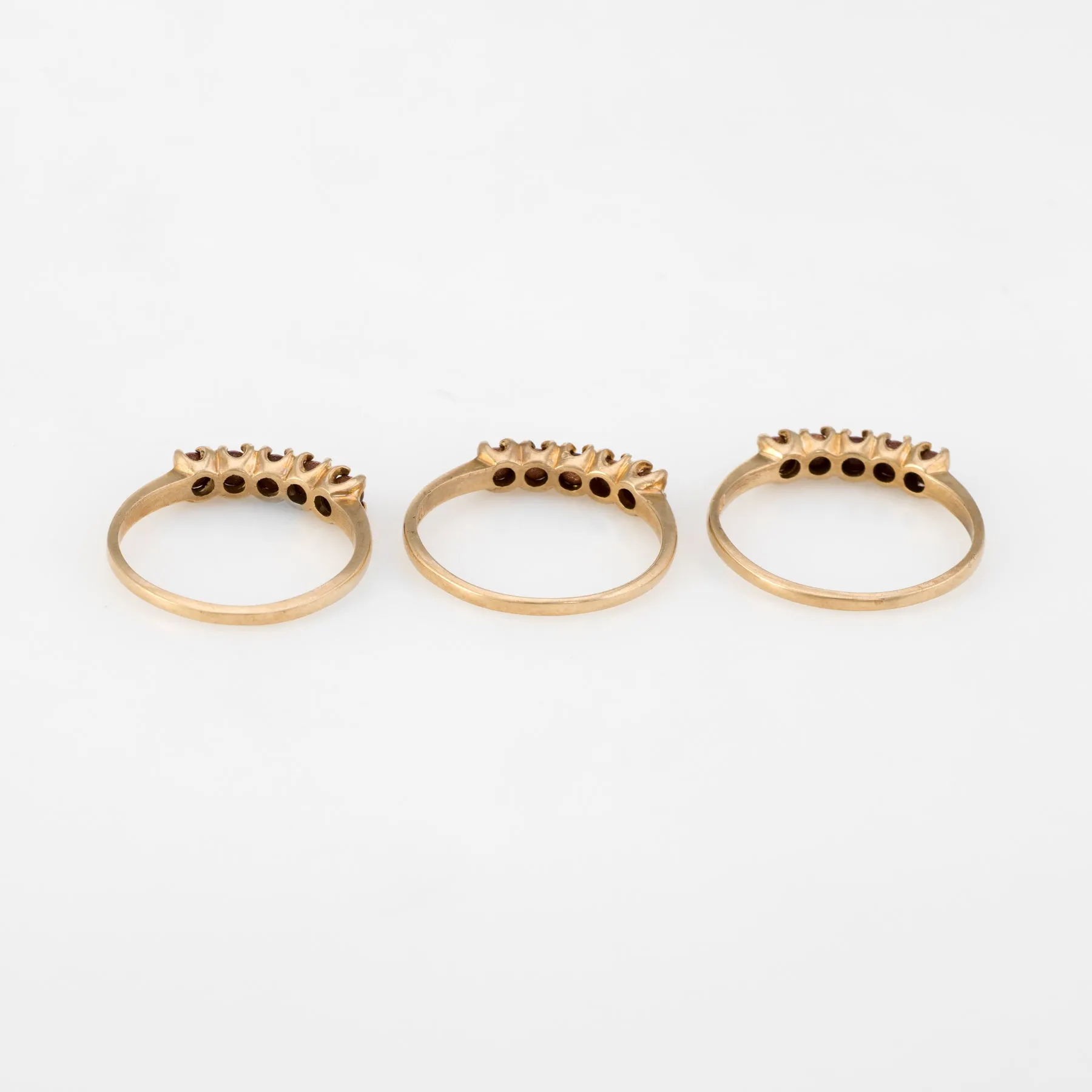 Set of 3 Stacking Rings Vintage Goldstone 10k Yellow Gold Estate Fine Jewelry