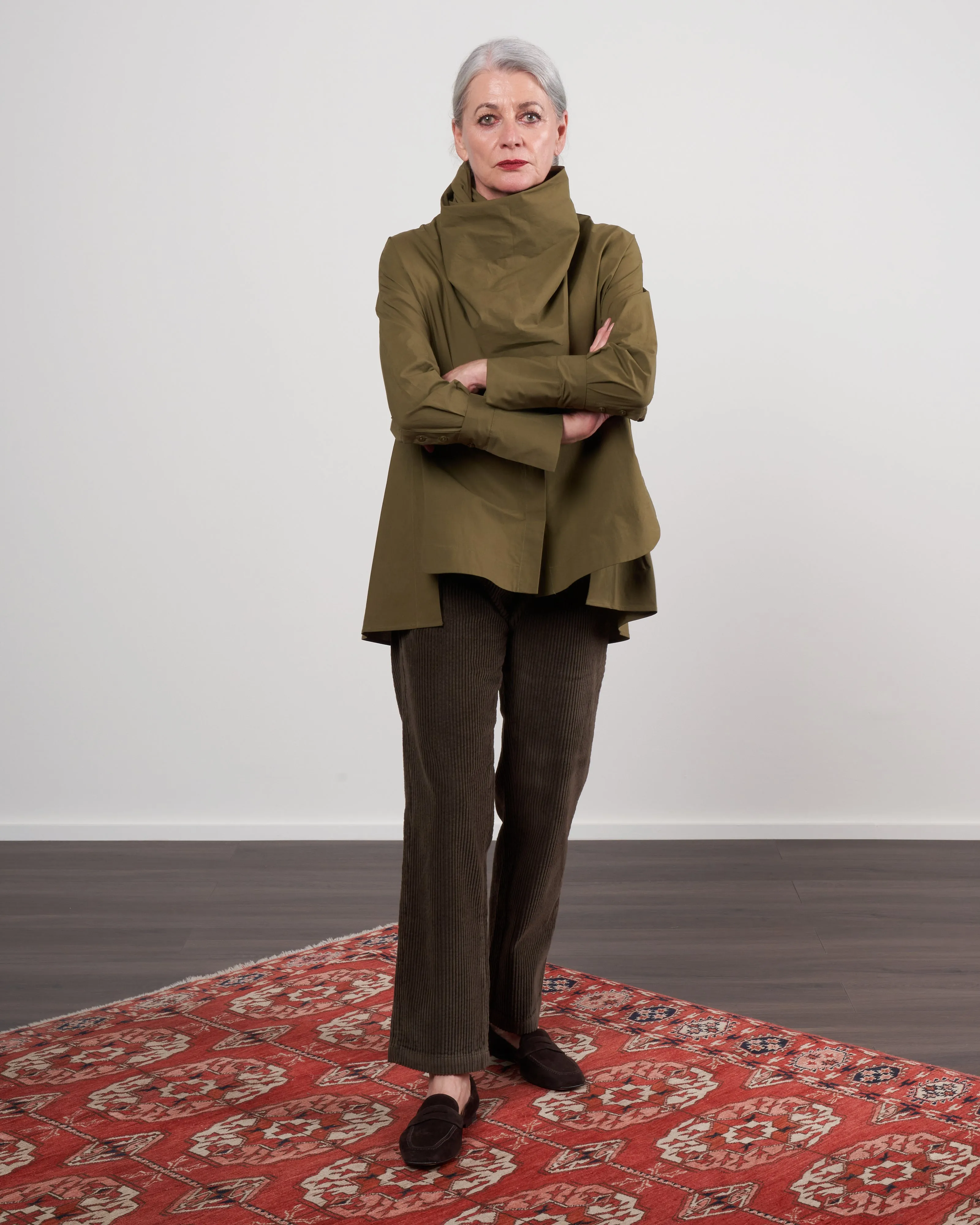 shirt with scarf - khaki