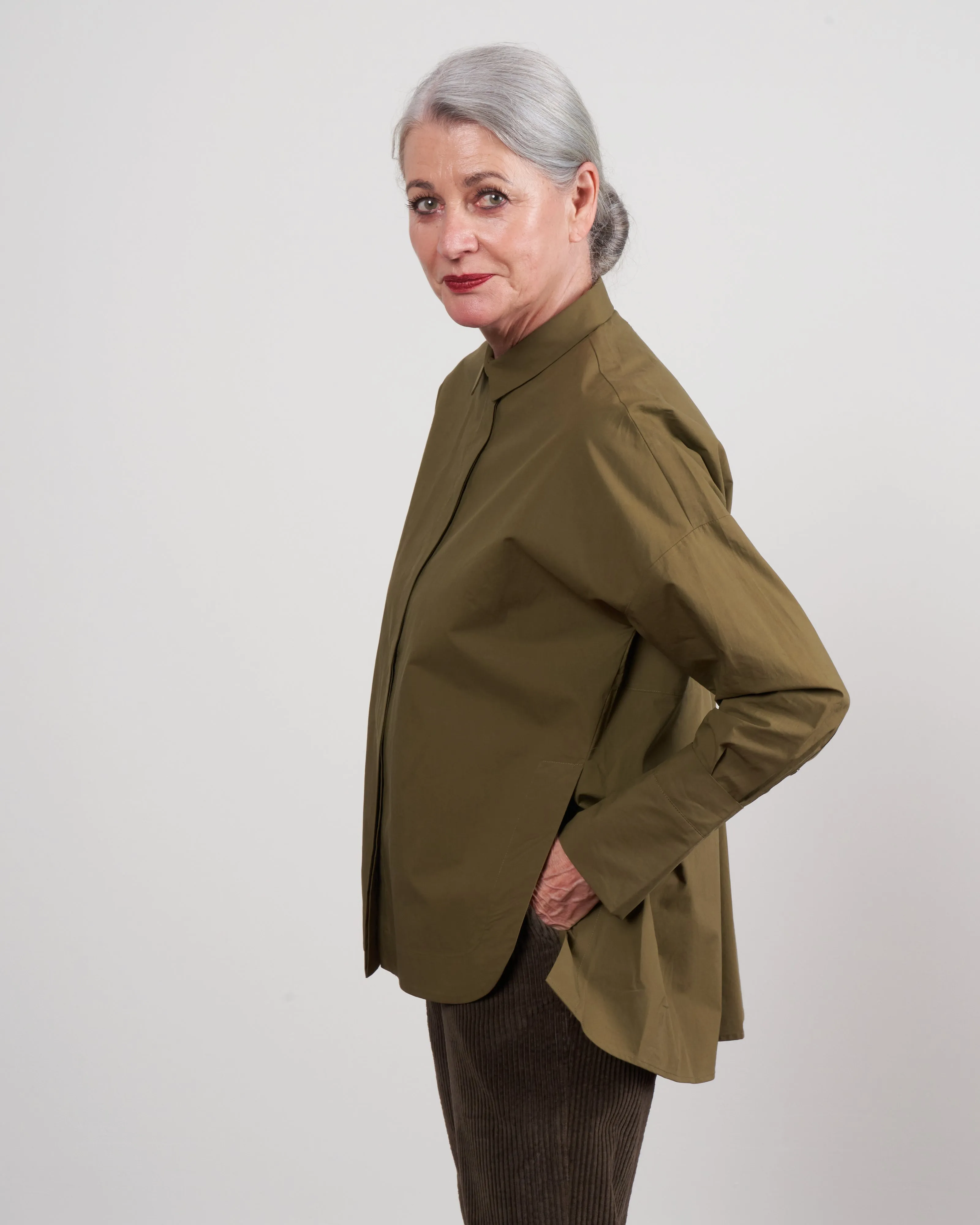 shirt with scarf - khaki