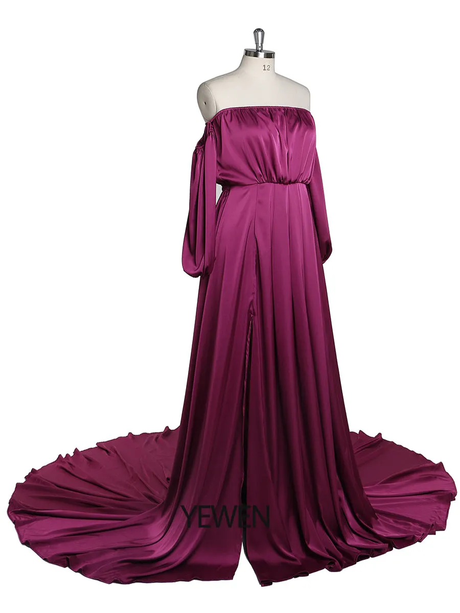 Shoulderless Maternity Evening Dress Long Pregnant Women Fancy Pregnancy Elegence Maxi Gown Photo Shoot Dresses YD211103