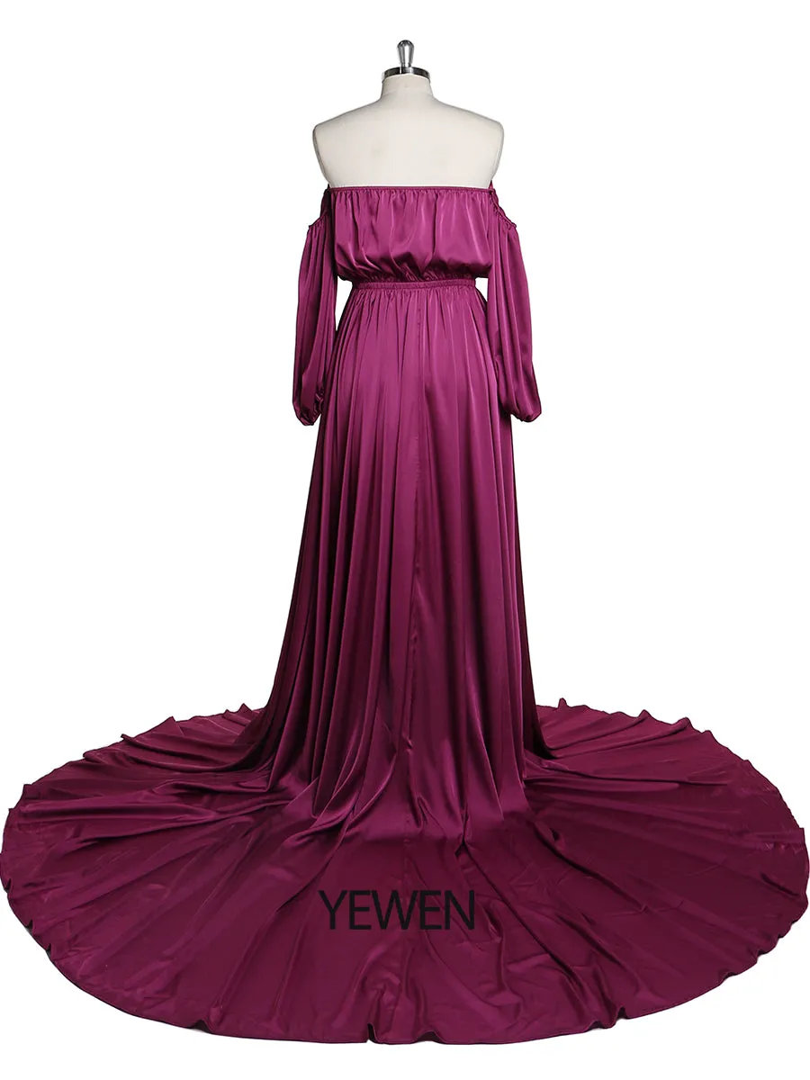 Shoulderless Maternity Evening Dress Long Pregnant Women Fancy Pregnancy Elegence Maxi Gown Photo Shoot Dresses YD211103