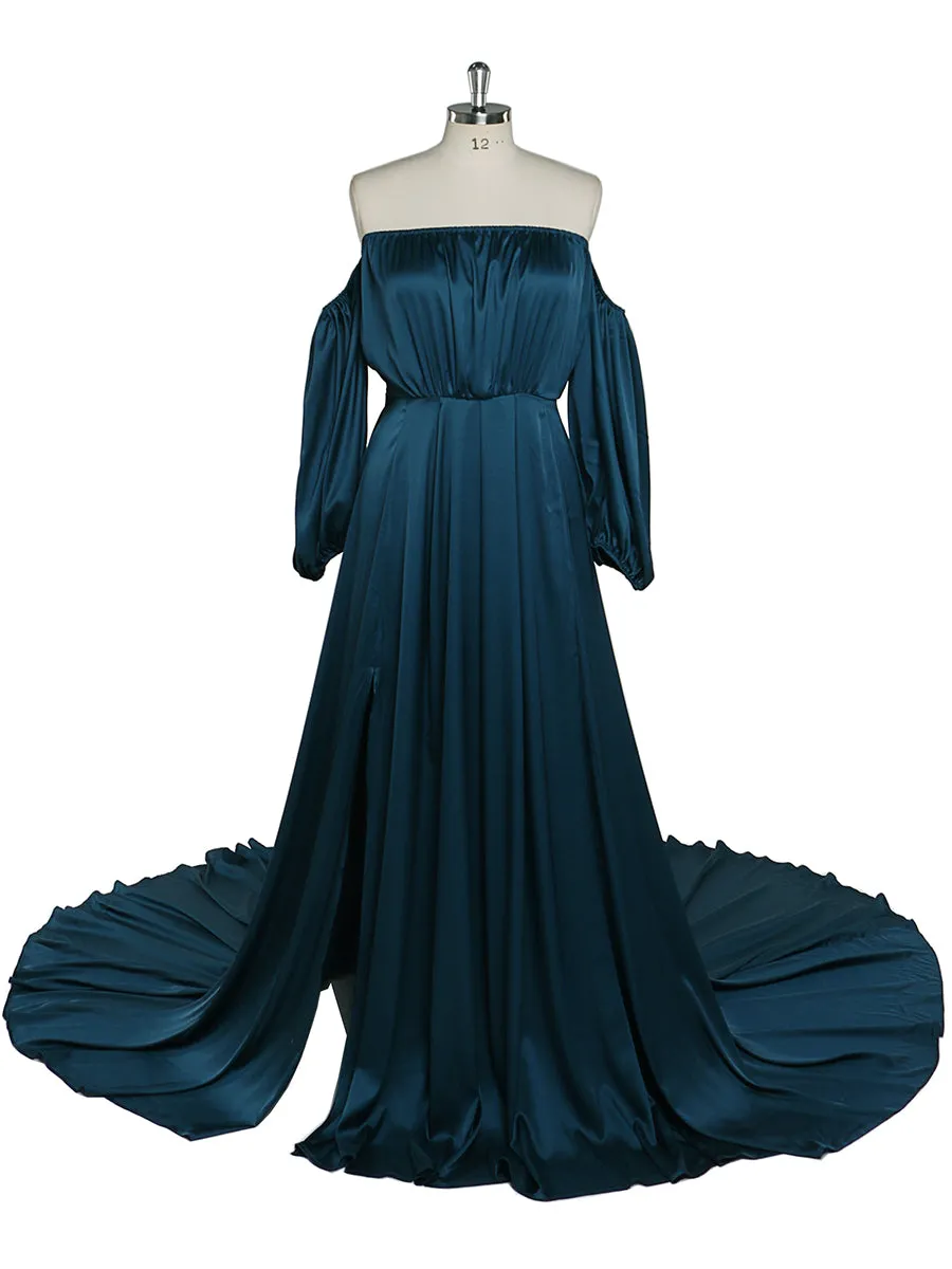 Shoulderless Maternity Evening Dress Long Pregnant Women Fancy Pregnancy Elegence Maxi Gown Photo Shoot Dresses YD211103
