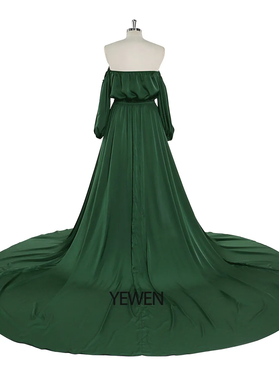Shoulderless Maternity Evening Dress Long Pregnant Women Fancy Pregnancy Elegence Maxi Gown Photo Shoot Dresses YD211103