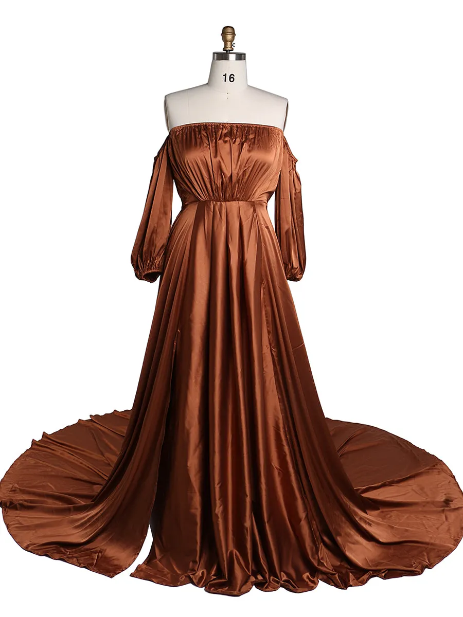 Shoulderless Maternity Evening Dress Long Pregnant Women Fancy Pregnancy Elegence Maxi Gown Photo Shoot Dresses YD211103