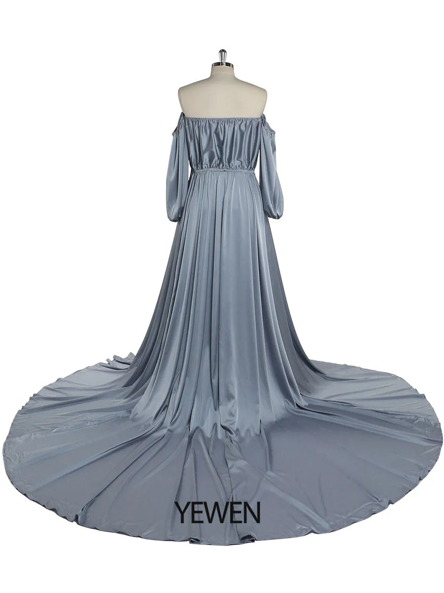 Shoulderless Maternity Evening Dress Long Pregnant Women Fancy Pregnancy Elegence Maxi Gown Photo Shoot Dresses YD211103