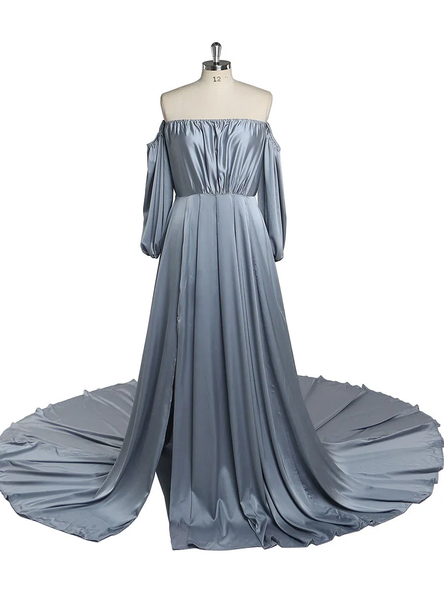 Shoulderless Maternity Evening Dress Long Pregnant Women Fancy Pregnancy Elegence Maxi Gown Photo Shoot Dresses YD211103