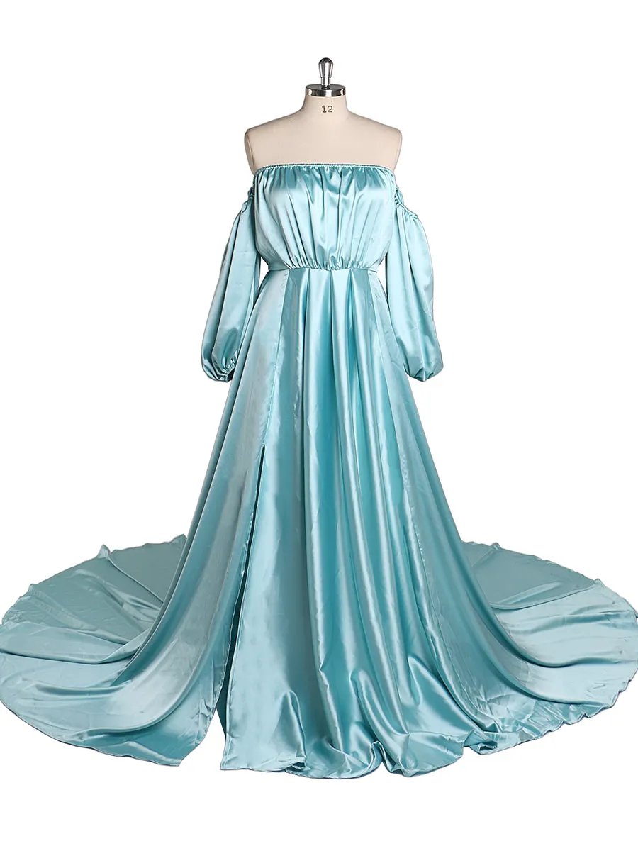 Shoulderless Maternity Evening Dress Long Pregnant Women Fancy Pregnancy Elegence Maxi Gown Photo Shoot Dresses YD211103