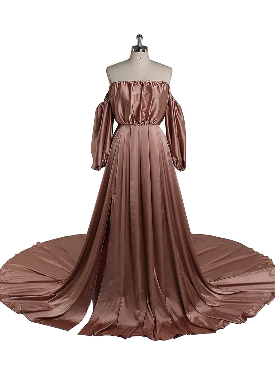 Shoulderless Maternity Evening Dress Long Pregnant Women Fancy Pregnancy Elegence Maxi Gown Photo Shoot Dresses YD211103