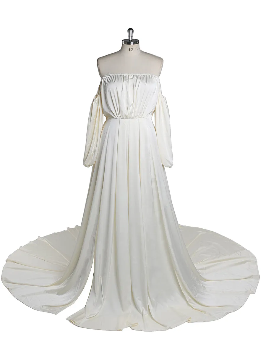 Shoulderless Maternity Evening Dress Long Pregnant Women Fancy Pregnancy Elegence Maxi Gown Photo Shoot Dresses YD211103