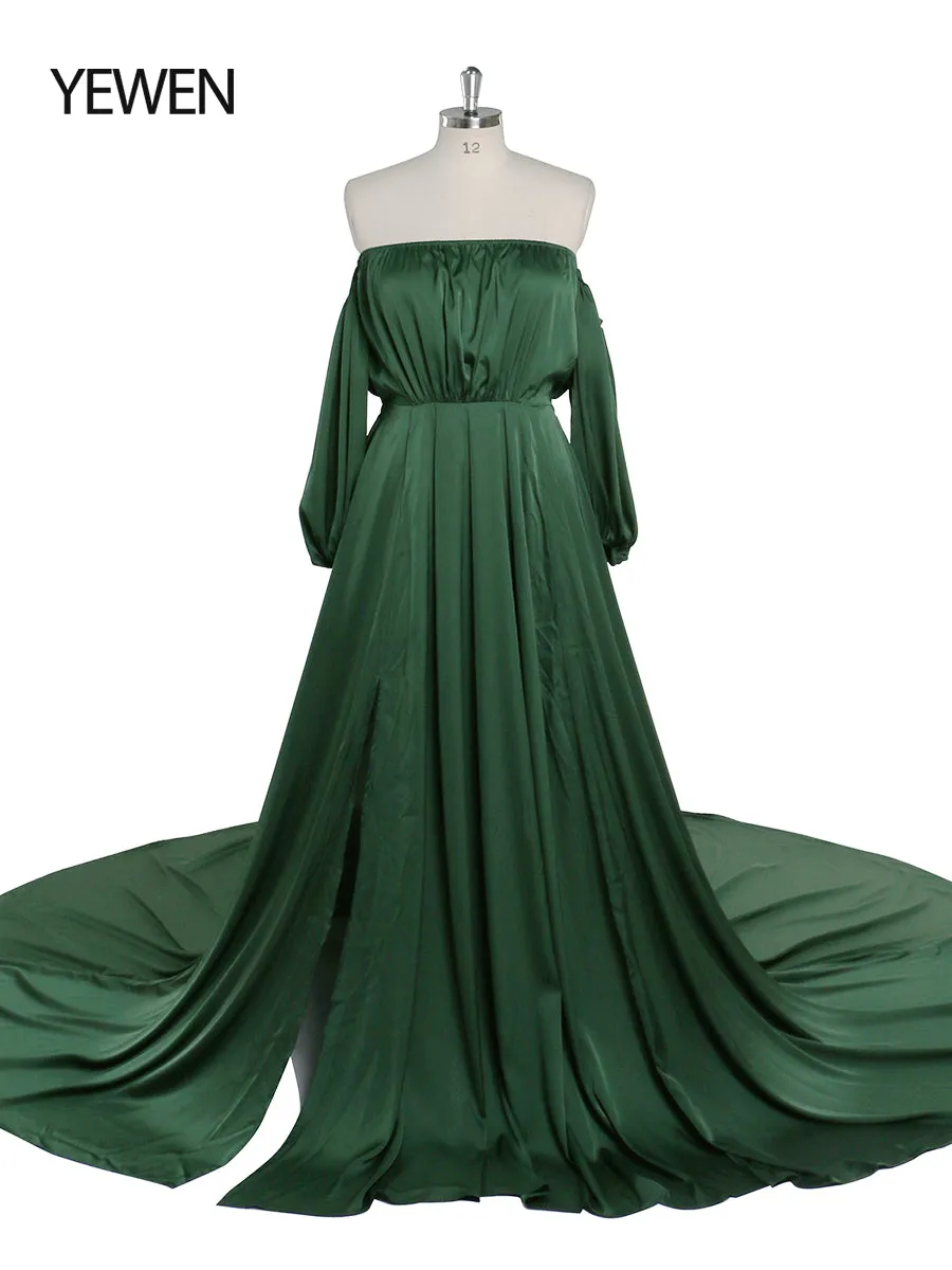 Shoulderless Maternity Evening Dress Long Pregnant Women Fancy Pregnancy Elegence Maxi Gown Photo Shoot Dresses YD211103