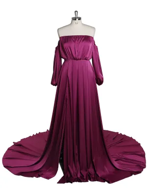 Shoulderless Maternity Evening Dress Long Pregnant Women Fancy Pregnancy Elegence Maxi Gown Photo Shoot Dresses YD211103