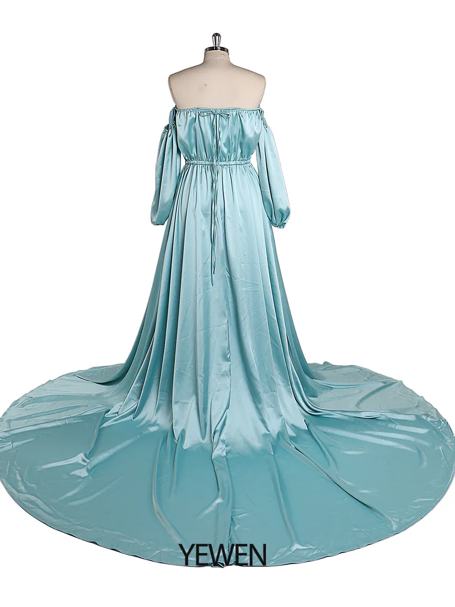 Shoulderless Maternity Evening Dress Long Pregnant Women Fancy Pregnancy Elegence Maxi Gown Photo Shoot Dresses YD211103
