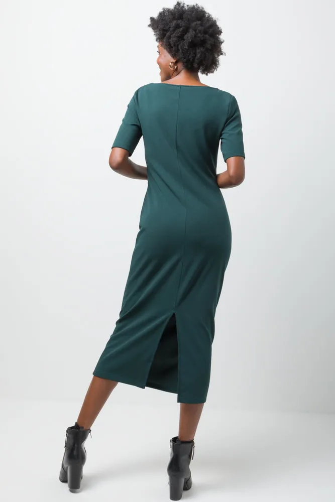 Side Ruched Bodycon Dress Green