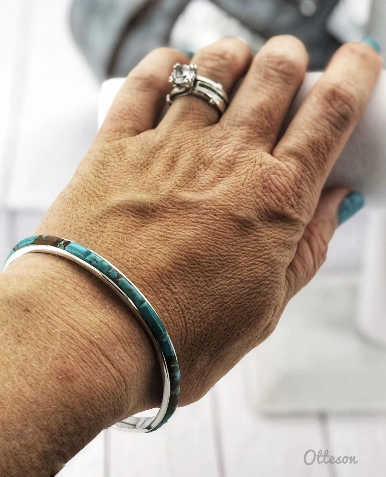 Sierra Nevada Turquoise Bangle Bracelet 2.5"