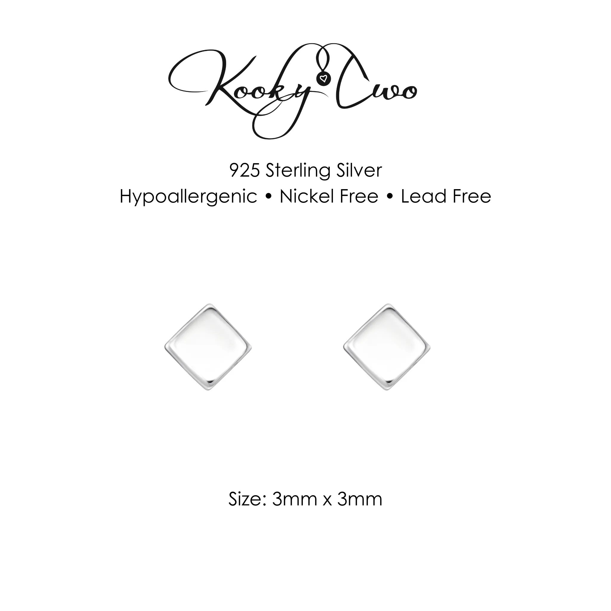 Silver Cube Stud Earrings