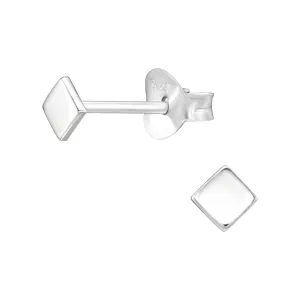 Silver Cube Stud Earrings