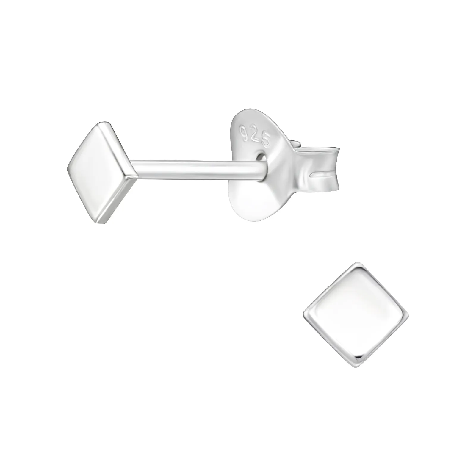 Silver Cube Stud Earrings