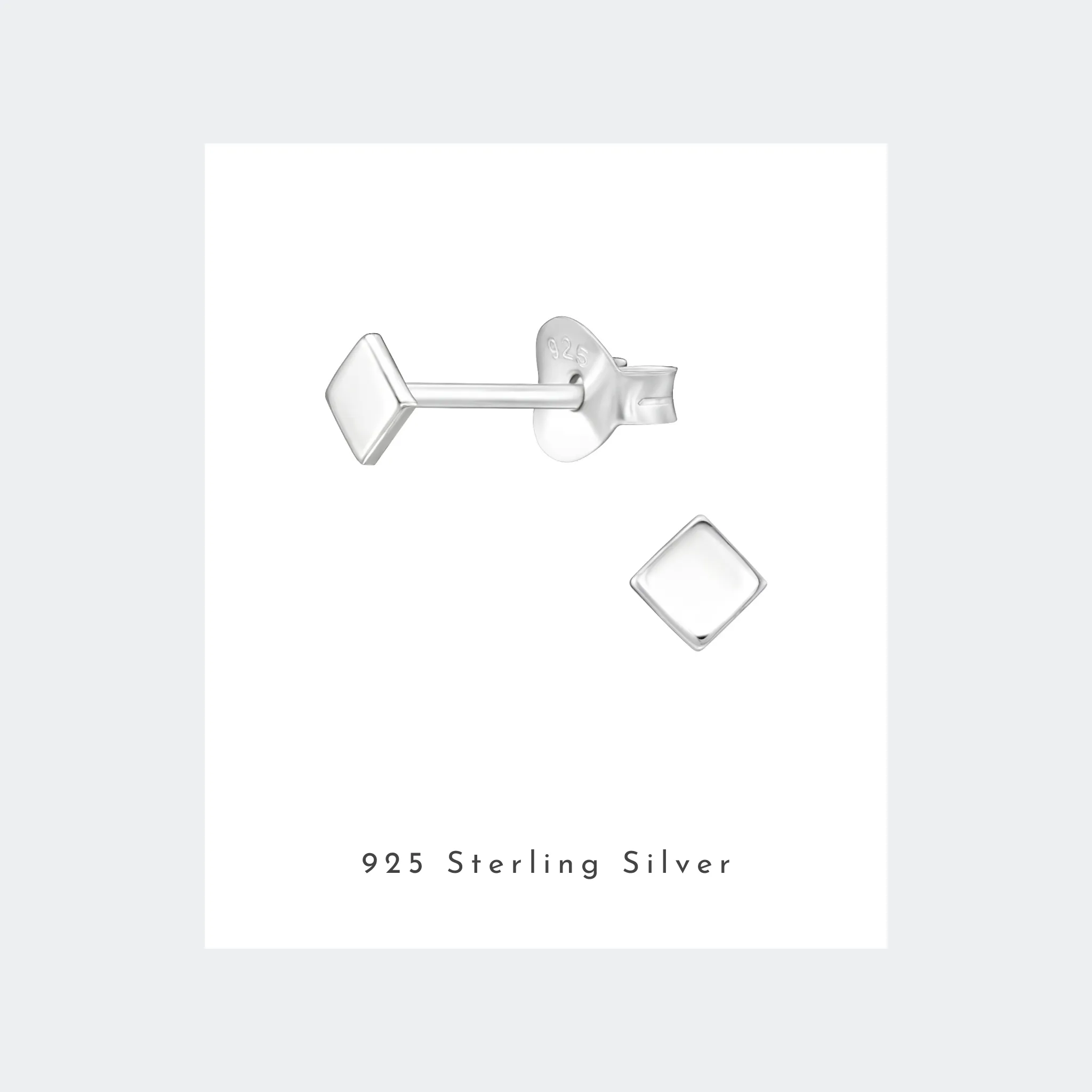Silver Cube Stud Earrings