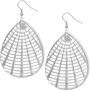 Silver Cutout Pear-Shaped Drop Earrings