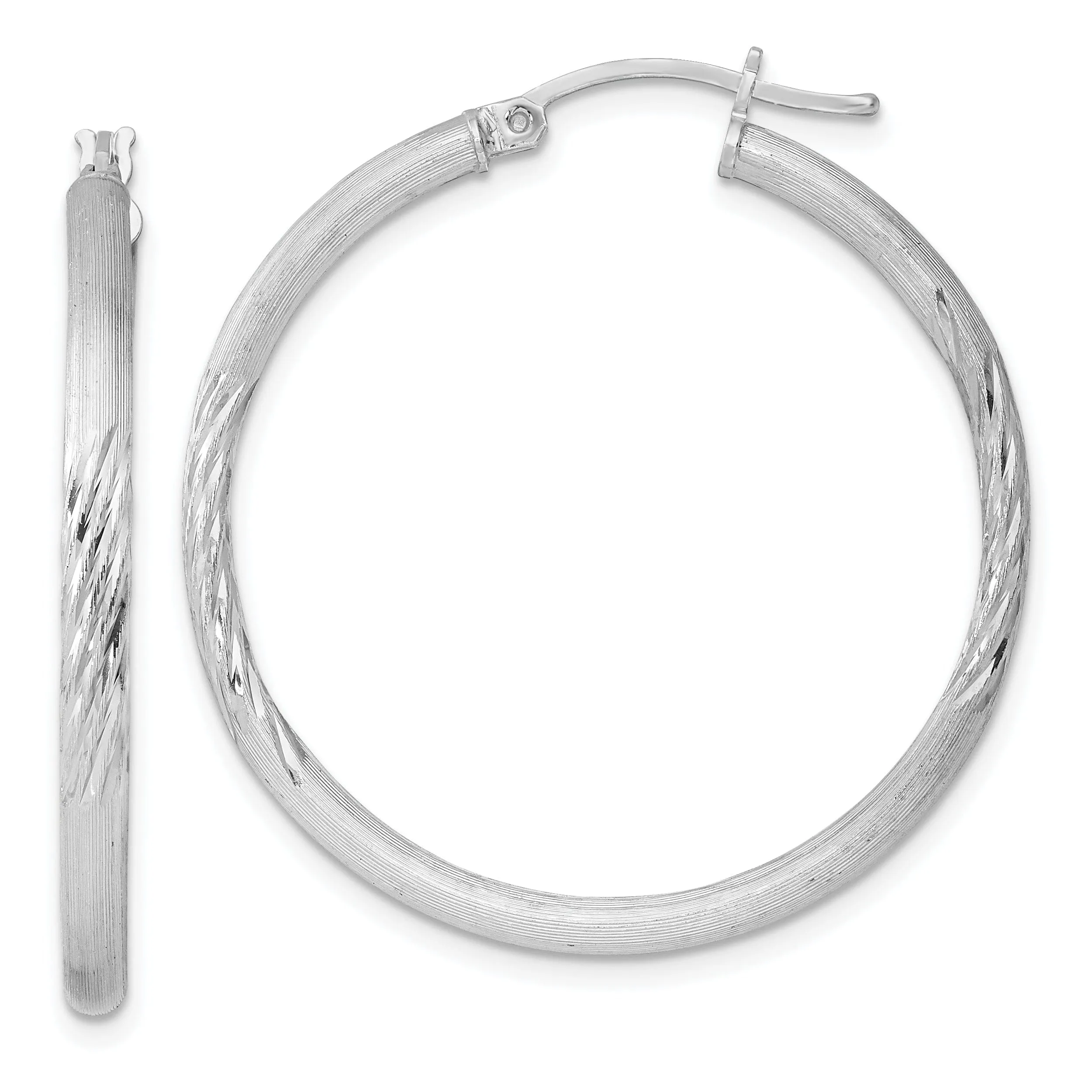 Silver D.C Round Hoop with Hinged Earrings