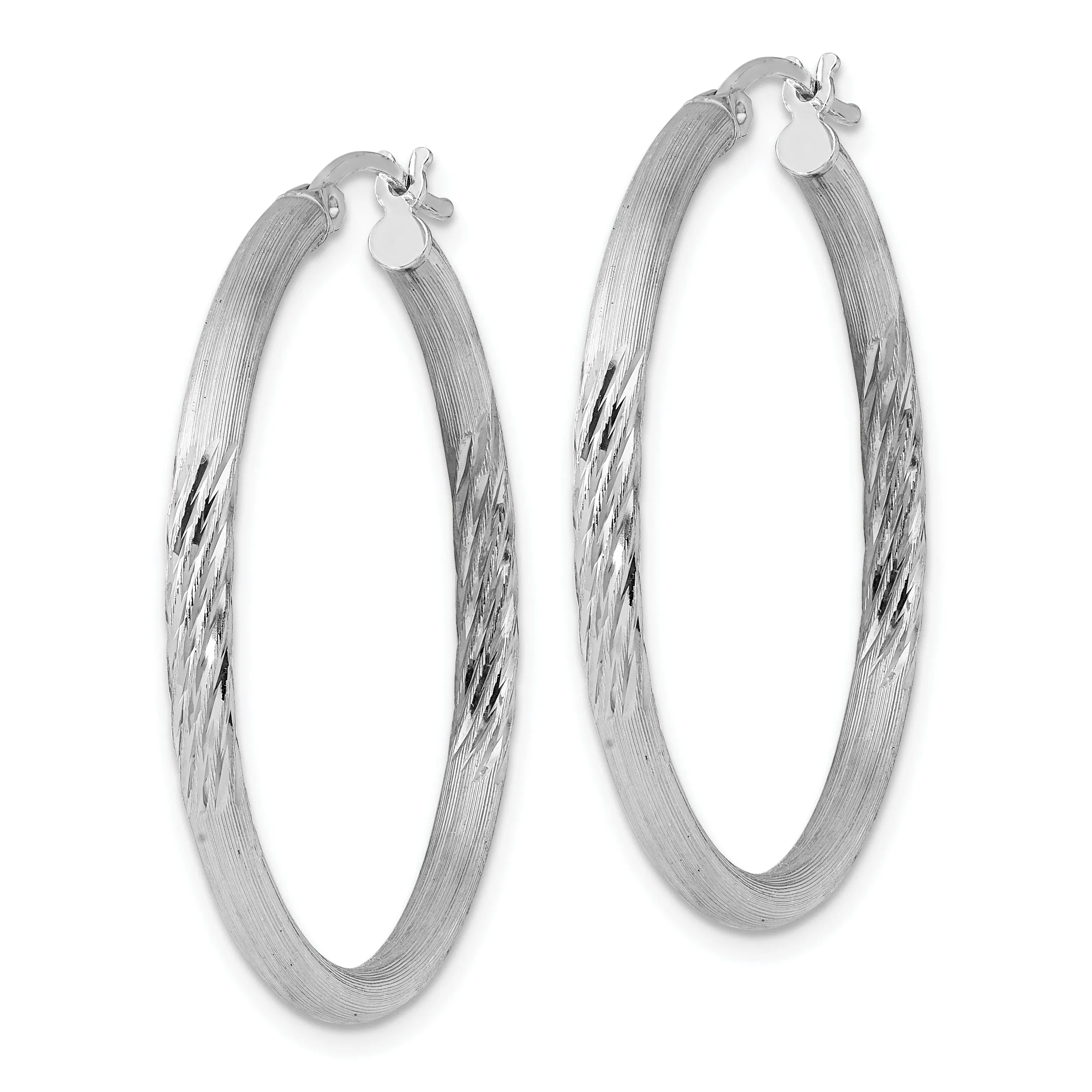 Silver D.C Round Hoop with Hinged Earrings