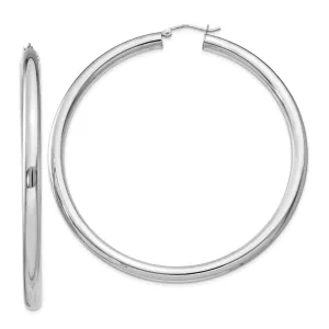 Silver Hollow Round Hoop Hinged Earrings