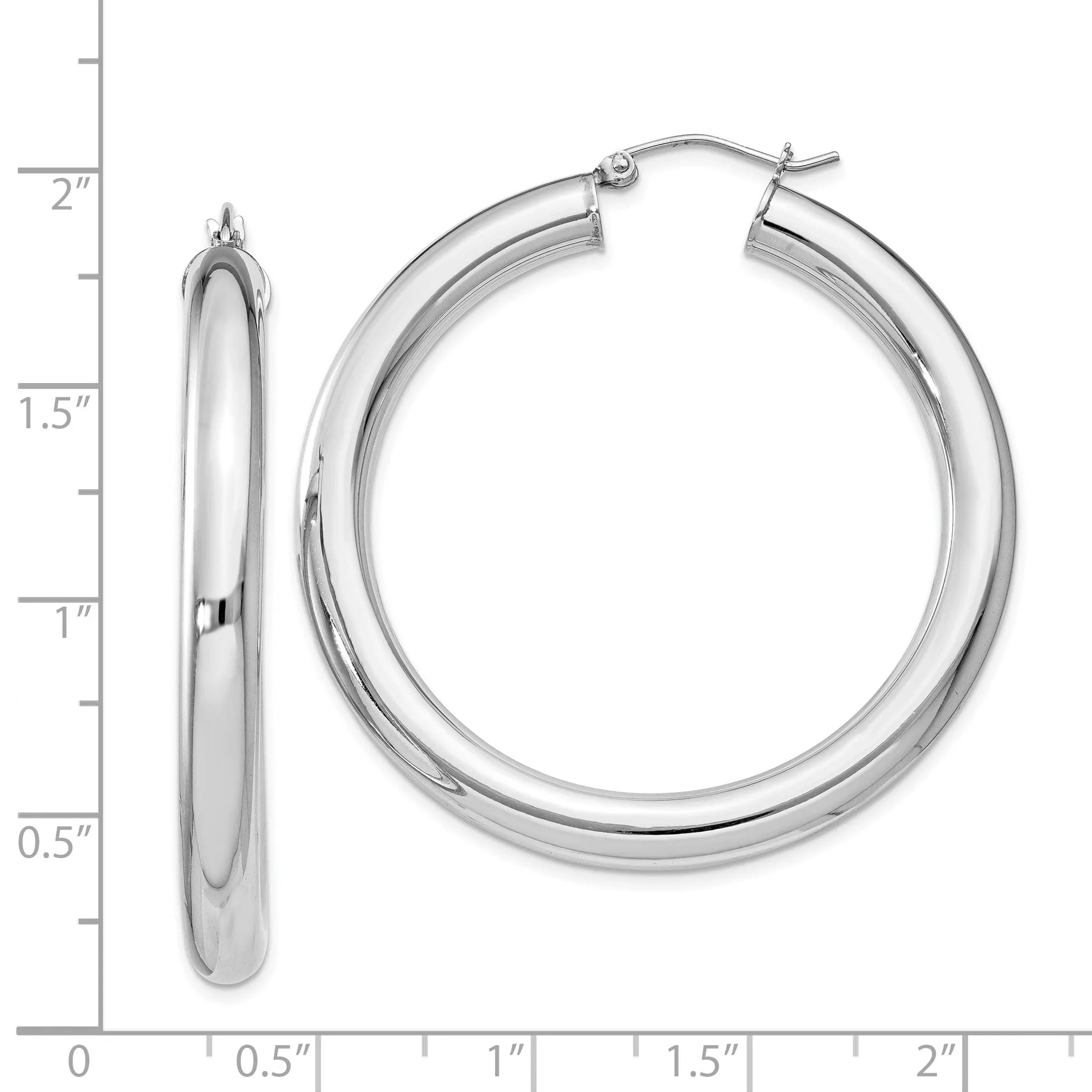 Silver Hollow Round Hoop Hinged Posts Earrings