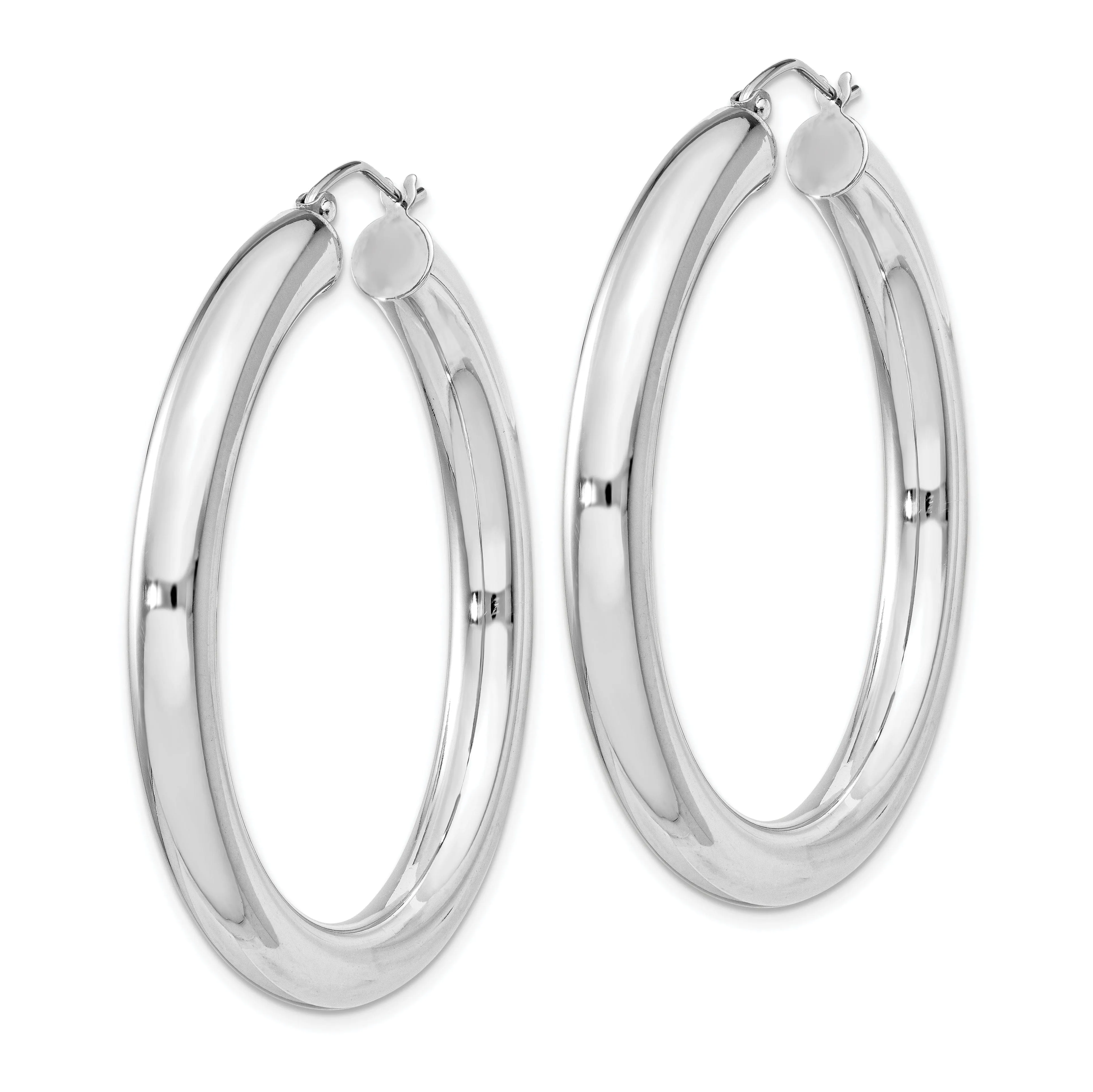 Silver Hollow Round Hoop Hinged Posts Earrings