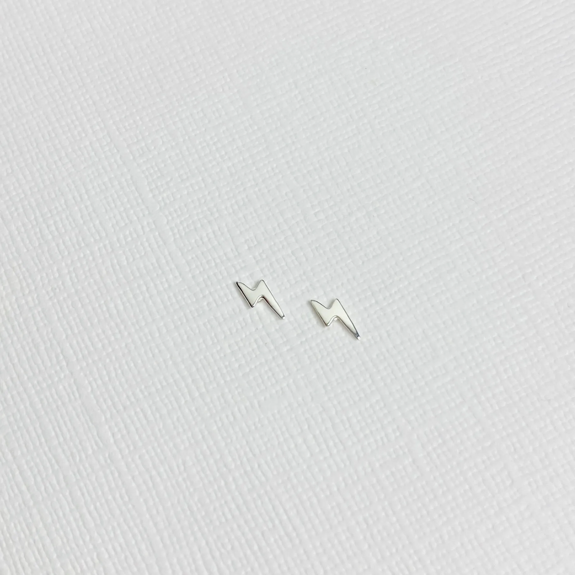 Silver Mini Lightning Bolt Stud Earrings
