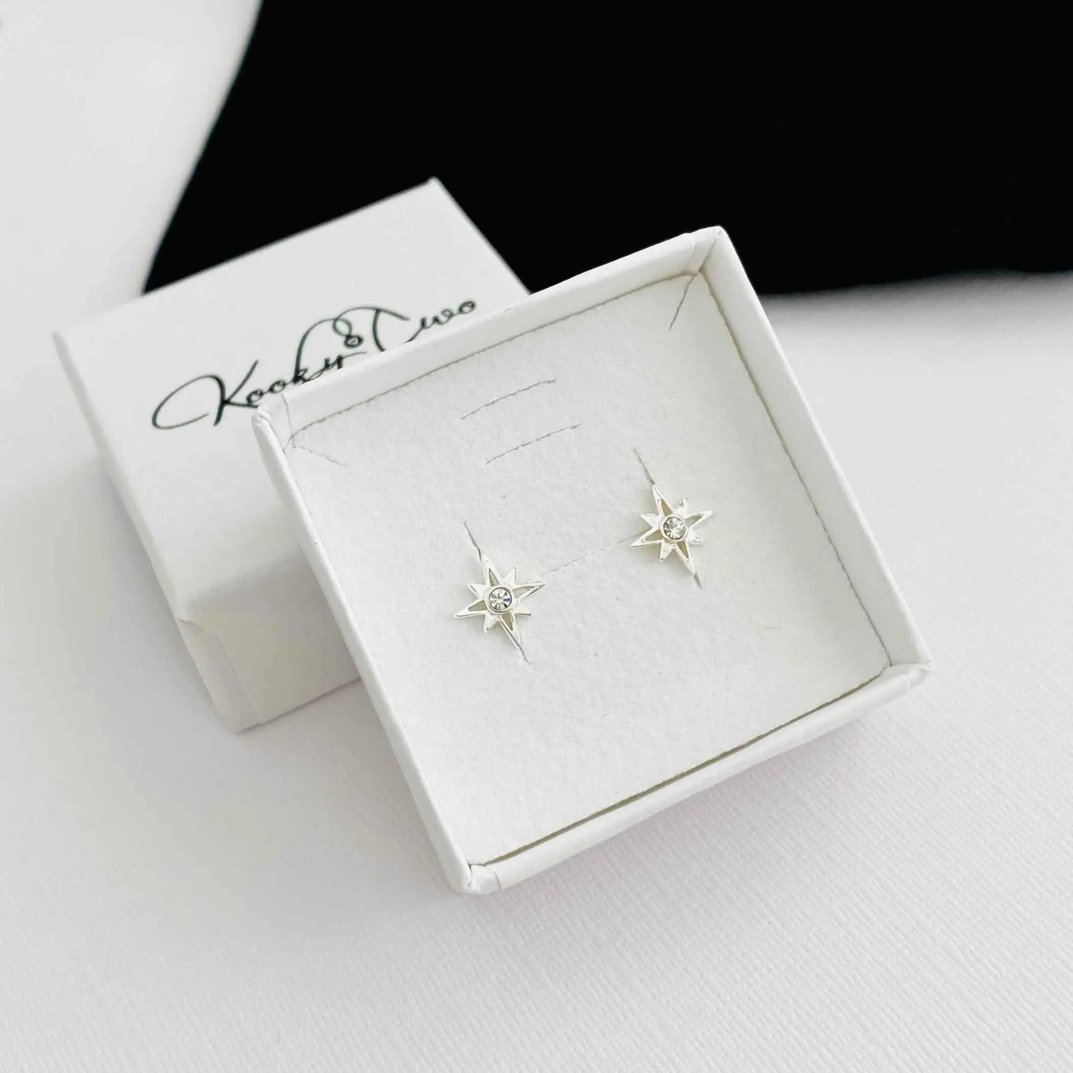 Silver North Star Stud Earrings