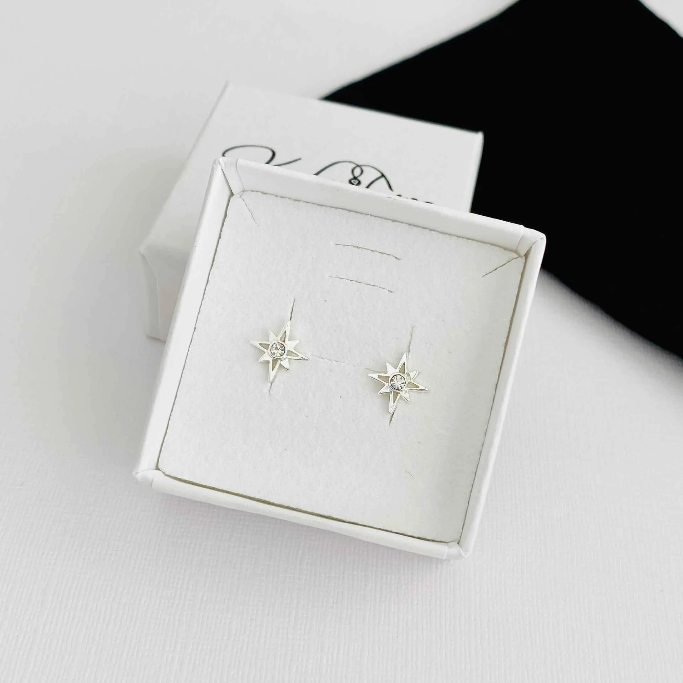 Silver North Star Stud Earrings