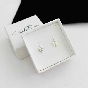 Silver North Star Stud Earrings