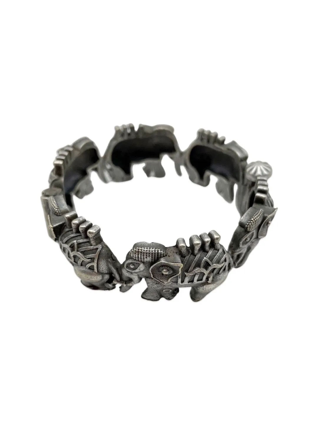 Silver Oxidized Elephant Trail Designs Bangle kada