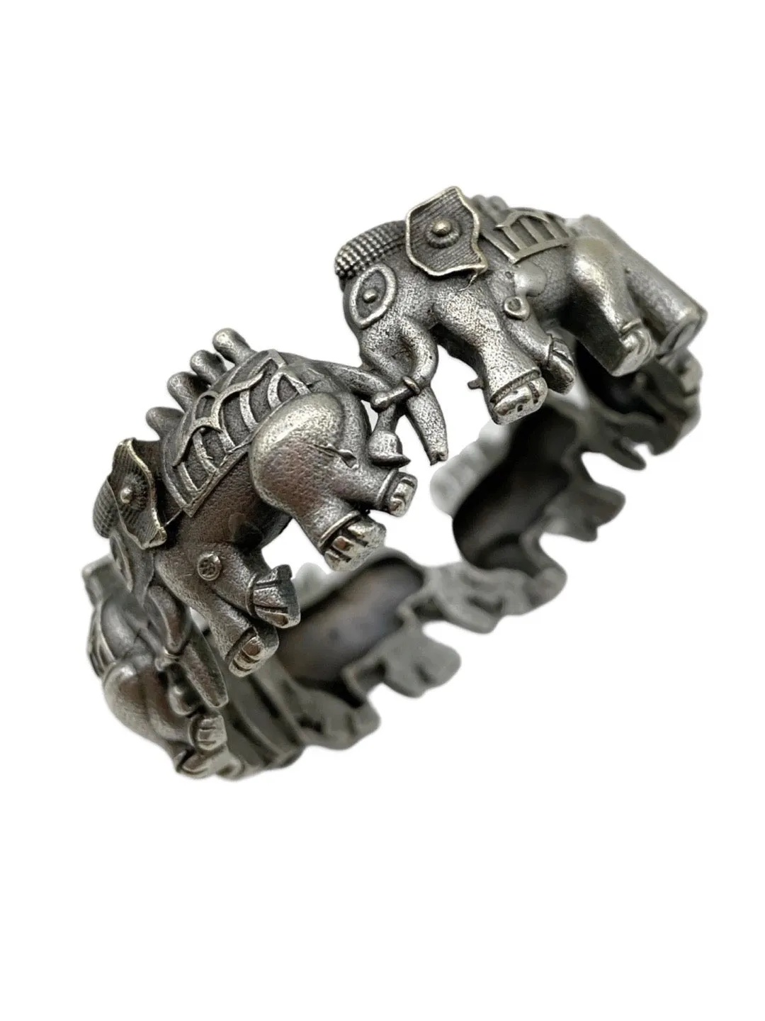 Silver Oxidized Elephant Trail Designs Bangle kada