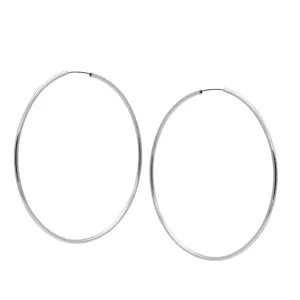 SILVER ROUND 3.25" INCH DIAMETER LARGE AND THIN ENDLESS HOOP EARRINGS#HNE90637RD(LG15)