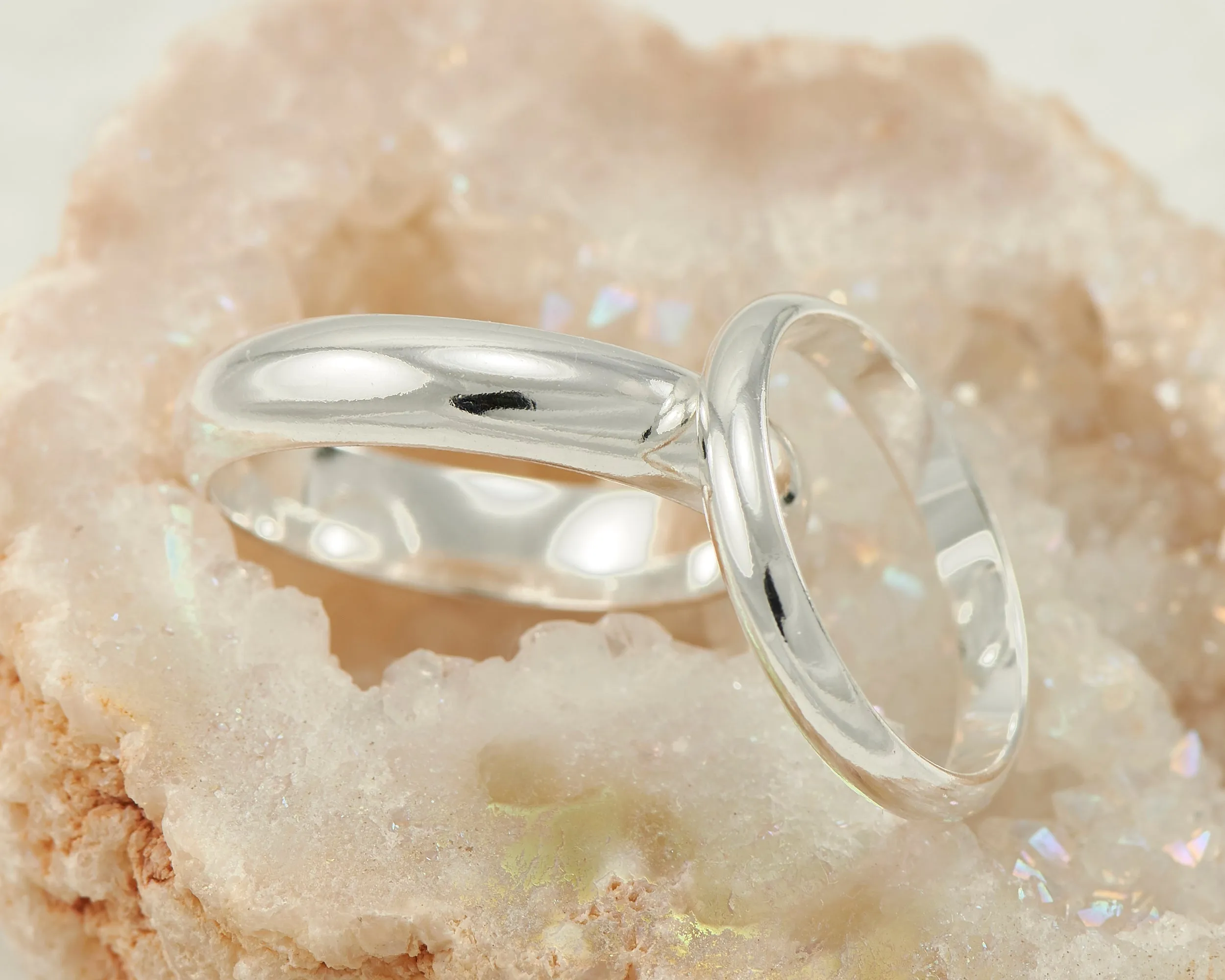 Silver Wedding Band Set