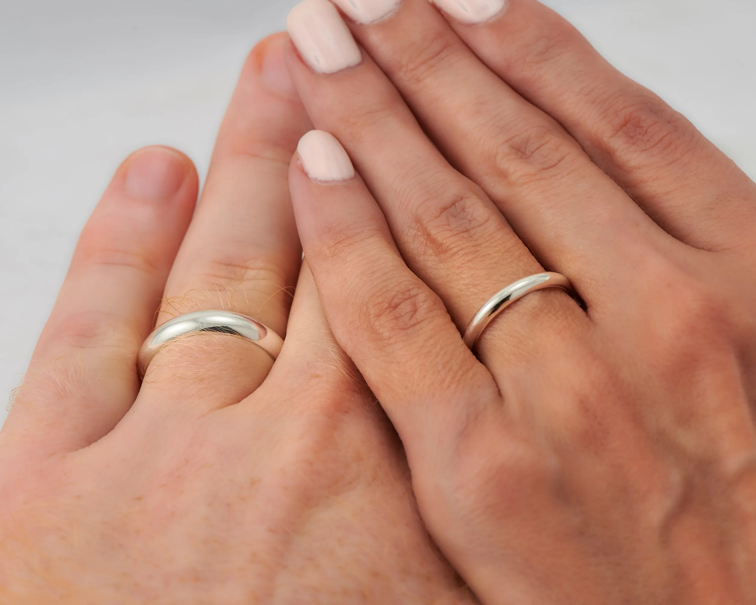 Silver Wedding Band Set